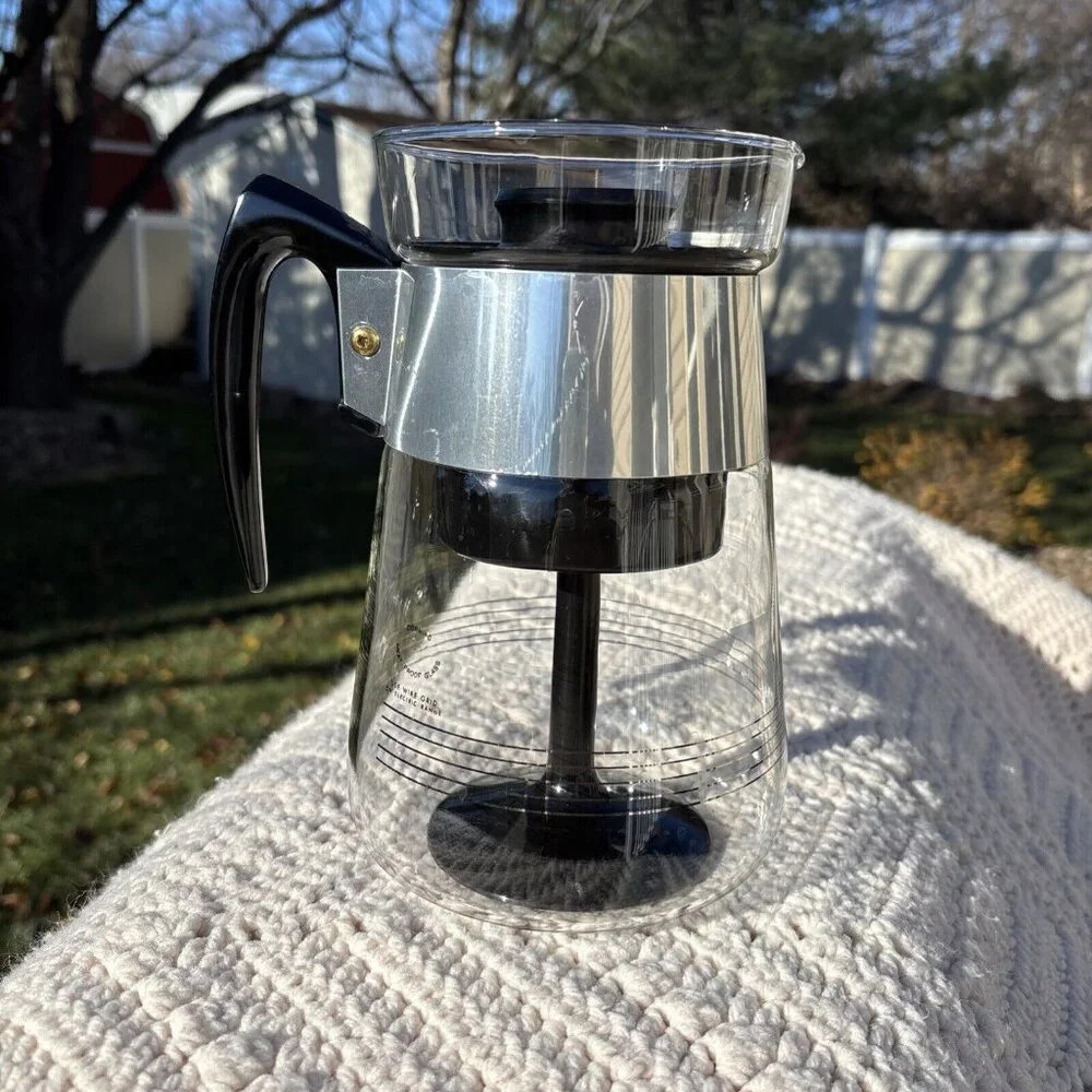 Vintage Clear Glass 6 Cup Corning Ware Coffee Tea Pot